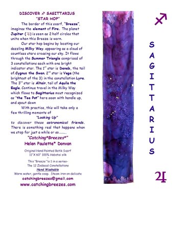 Sagittarius Silk Batik Scarf Card