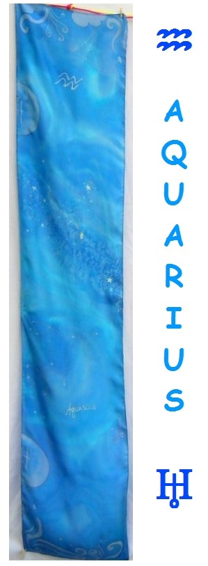 Aquairus batik silk zodiac scarf