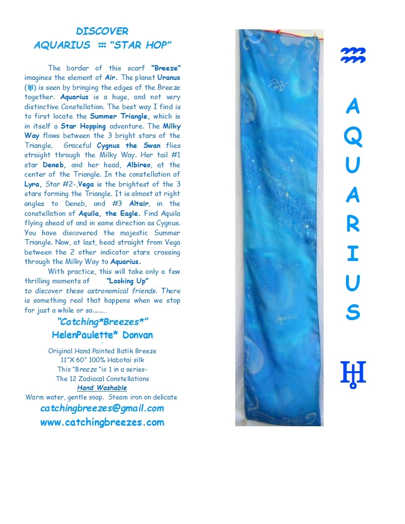 Aquairus batik silk scarf card