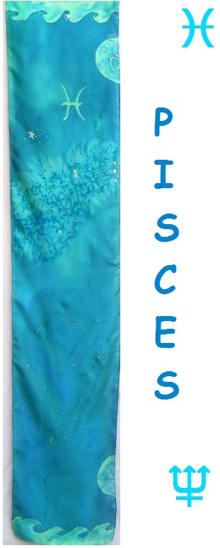 Pisces silk batik scarf card
