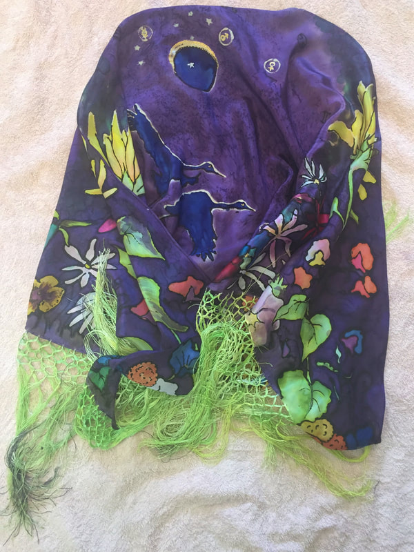 2017 Solar Eclipse hand paiinted shawl