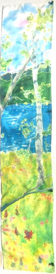 Horse Butte Gathering hand painted silk scarf, Scarve for her, Birthday gift for Mom, Wearable Art