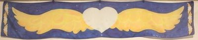blue and gold heart with wings scarf