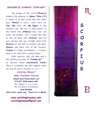 Scorpio hand painted batik scarf card